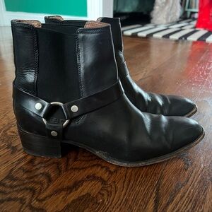 Frye Black Leather Women's Harness Chelsea Boots